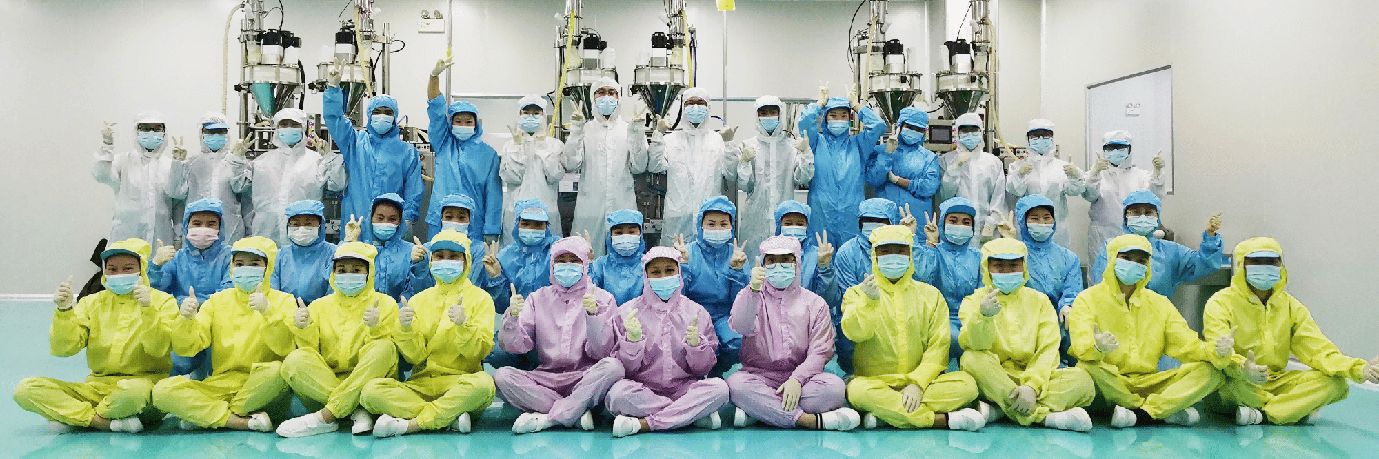 Made in China Suppliers production team in cleanroom gowning inside the manufacturing facility